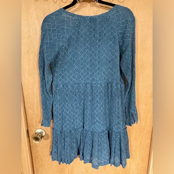 ROLLER RABBIT-Dress Womens Small Blue Pine Searsucker Trapeze Binh Lalana - Picture 2 of 3